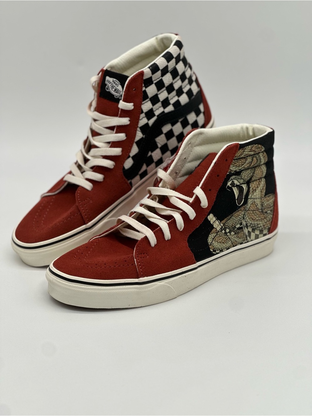 Vans Red Checkerboard Snake High-Top Sneakers